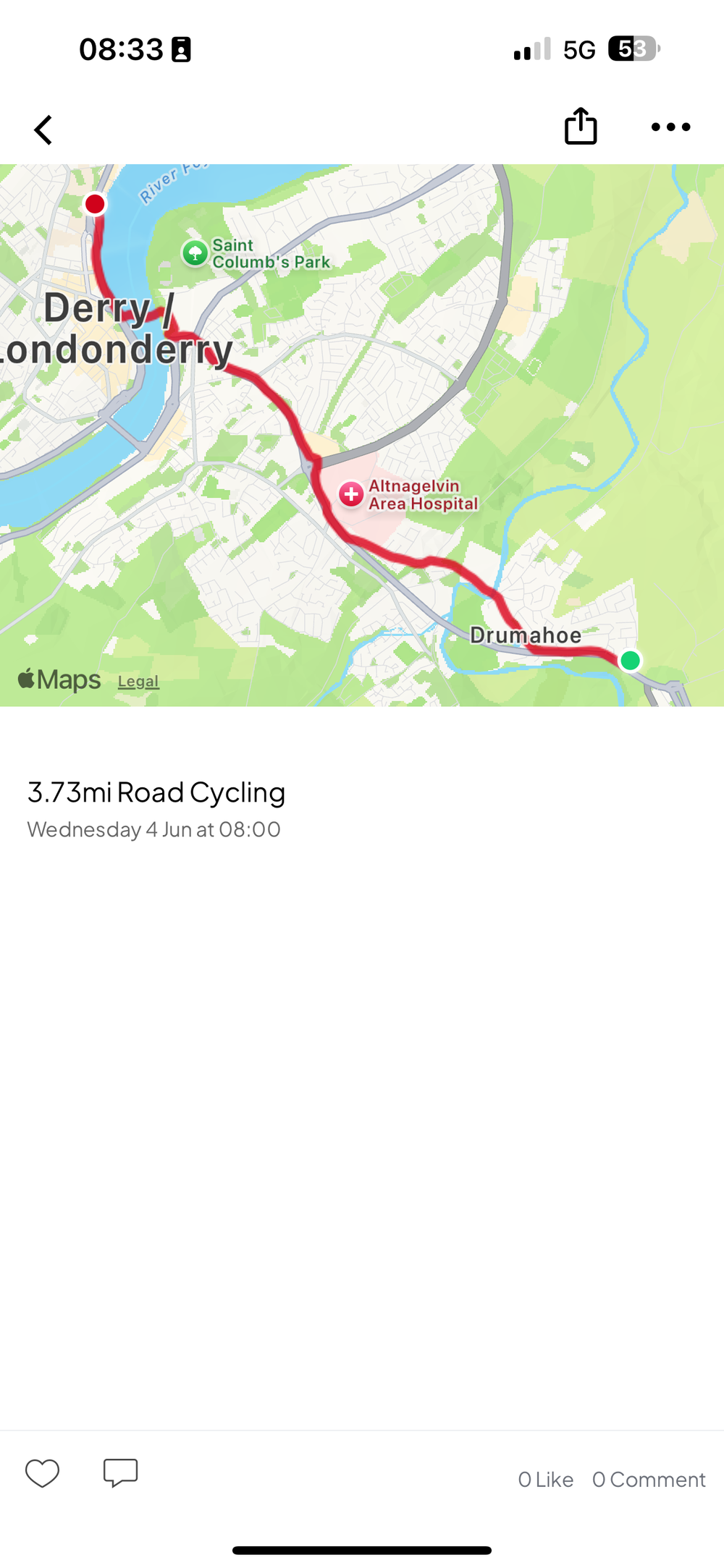 Cycle to work route