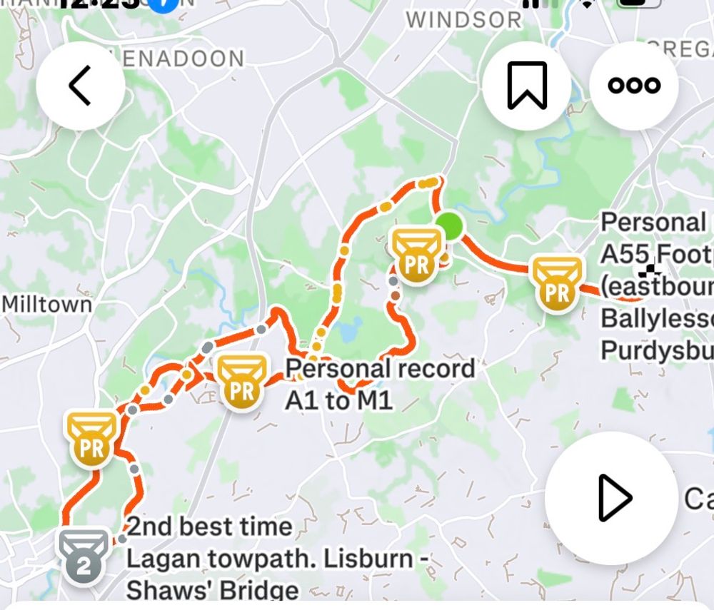 Map of Lagan Valley towpath route