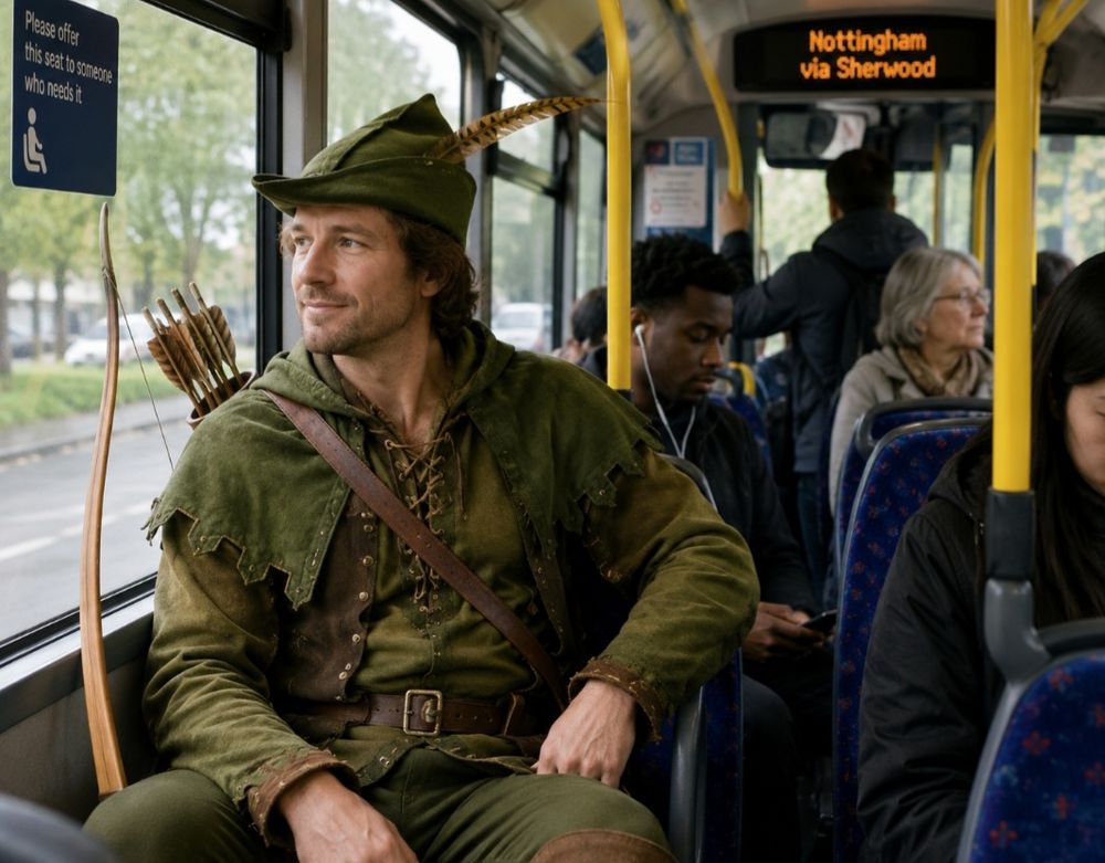 ROBIN  on a bus 